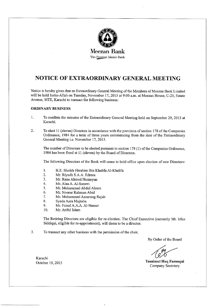 Notice of Extraordinary General Meeting 2015(2-4)