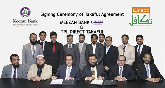 Mr. Saad Nissar, Chief Executive Officer - TPL Direct Insurance – Window Takaful Operations (Sitting 3rd Left) and Mr. Muhammad Raza, Group Head Customer Support - Meezan Bank (Sitting 4th Left) along with their teams at the signing ceremony.
