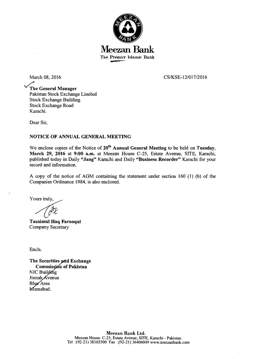 Notice of 20 Annual general meeting (1) 8 Mar 2016