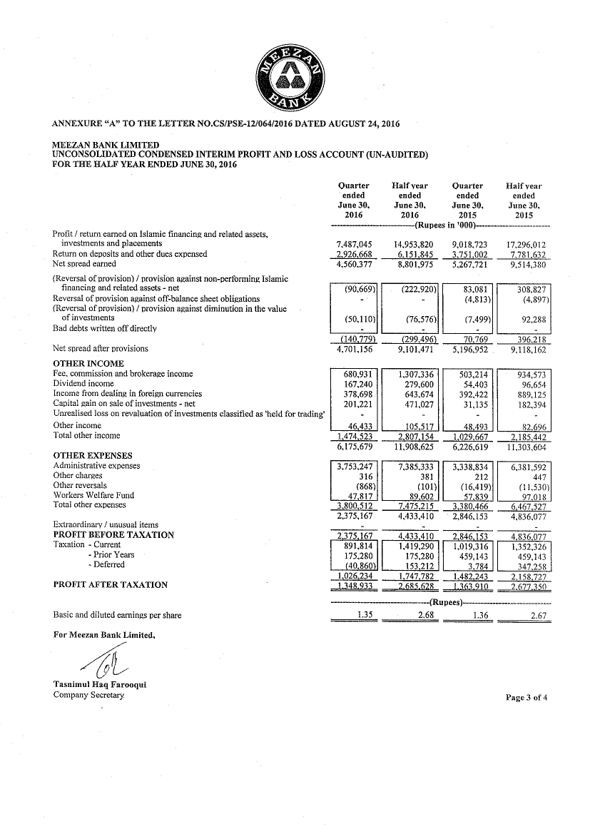 Financial Results - Half Year Ended June 30, 2016-3