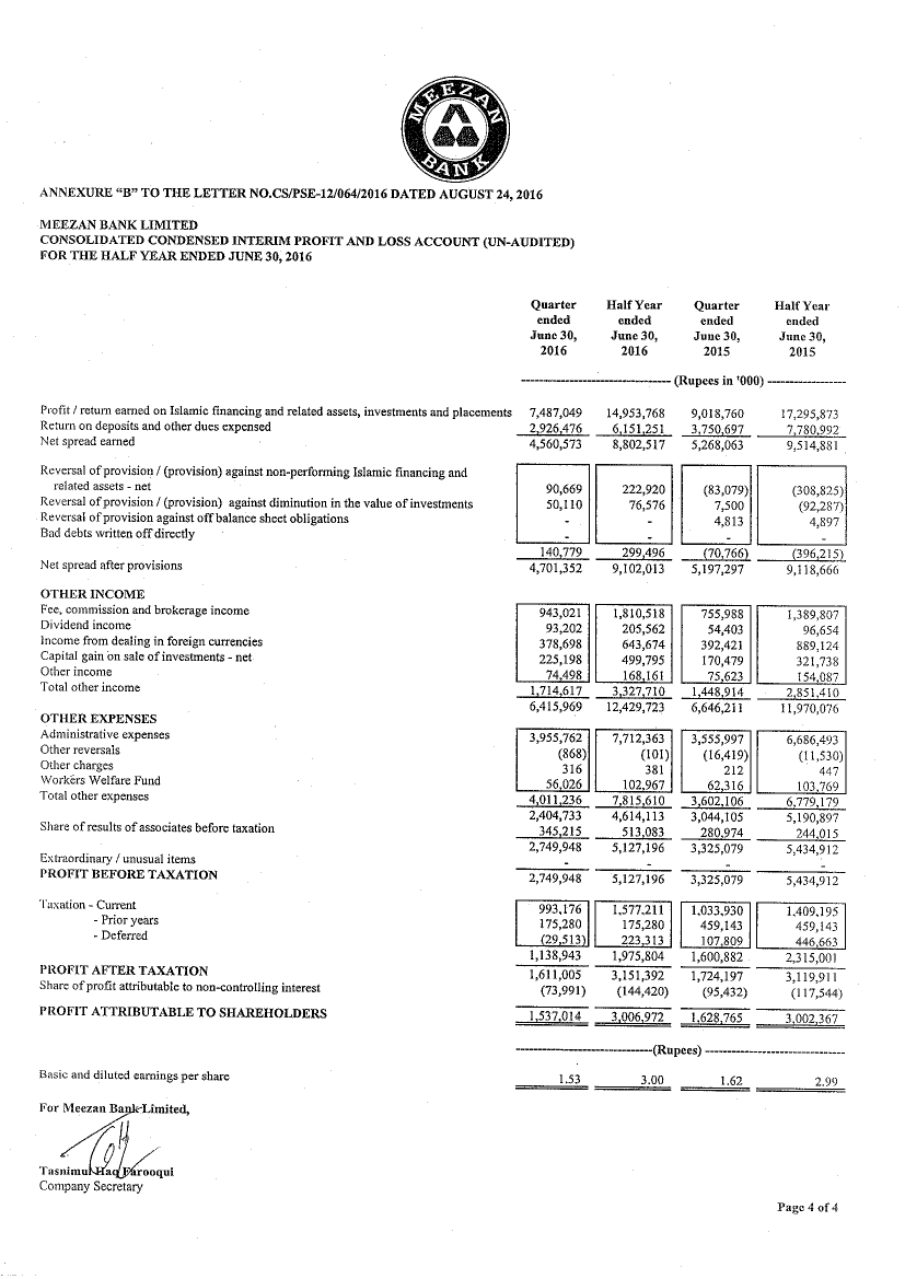 Financial Results - Half Year Ended June 30, 2016-4