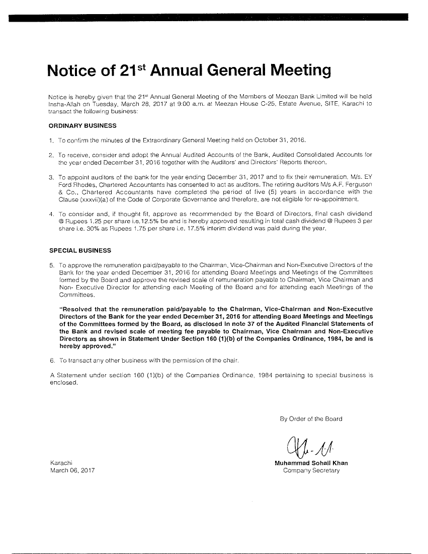 Notice of 21st Annual General Meeting