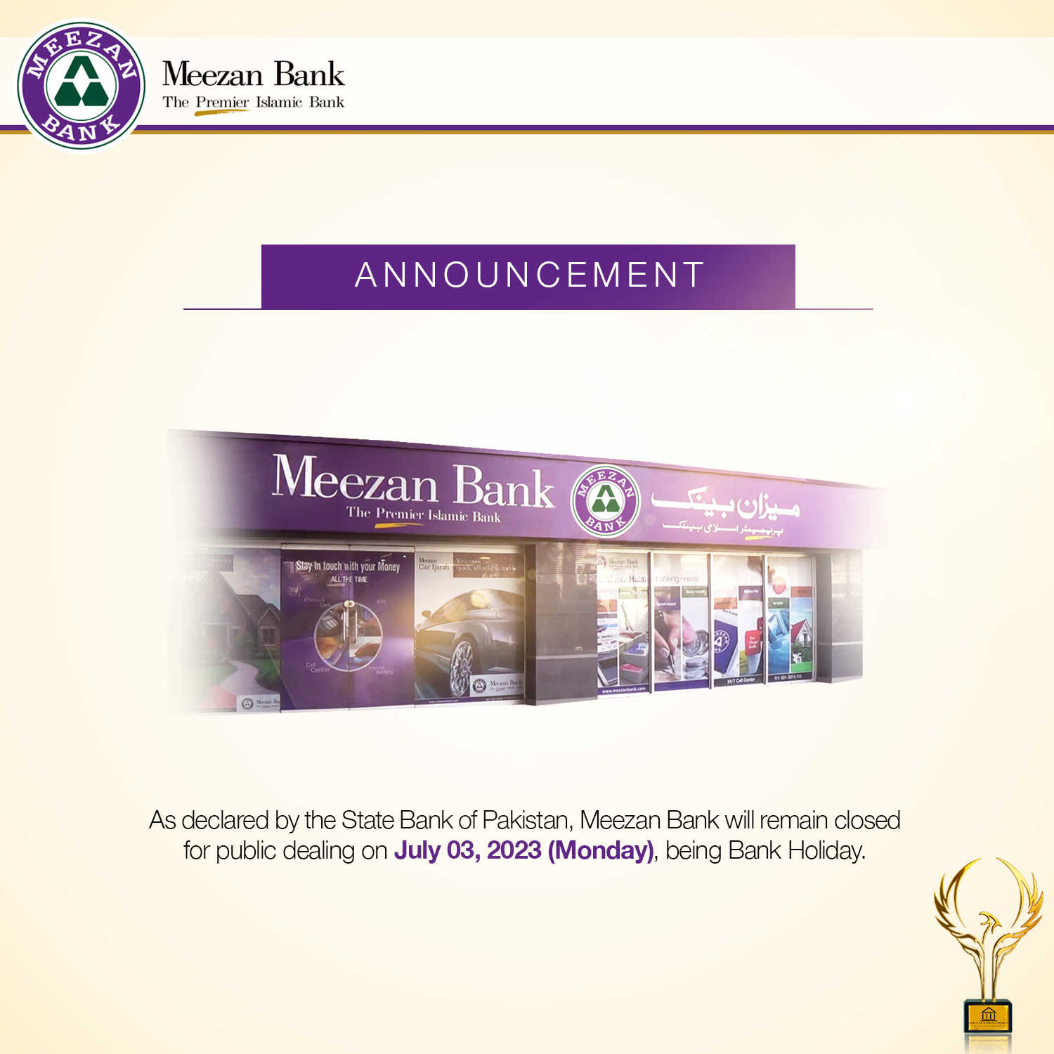 Public Announcement - Bank Holiday-01 Jul 2023